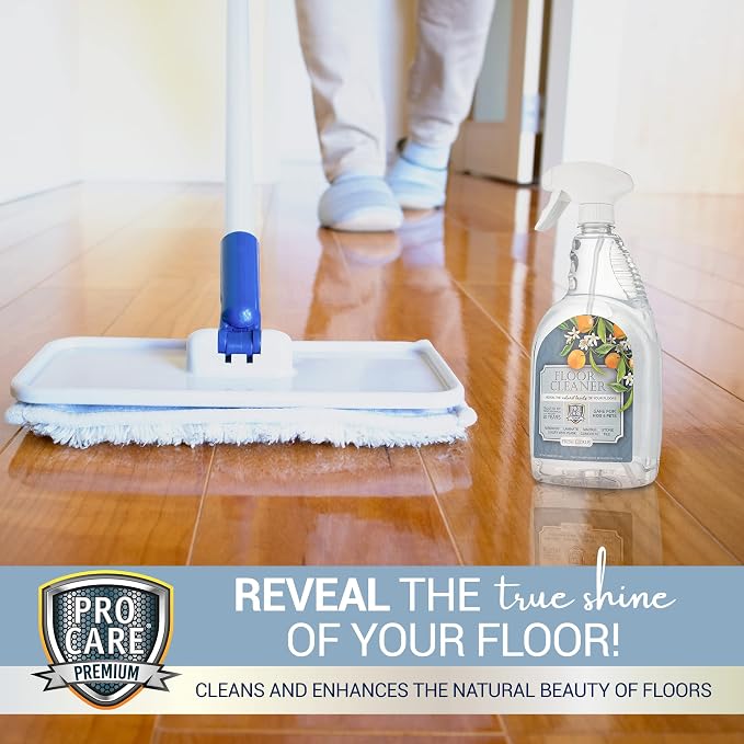 ProCare Citrus Floor Cleaner (Made in USA) | Streak Free Cleaner for Tile, Stone, Laminate, Vinyl & Natural Wood Floor Cleaner for Mopping, Floor Cleaning Solution with Citrus Aroma -32oz Spray Bottle