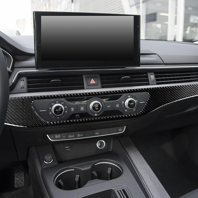 Real Carbon Fiber Trim for Audi Accessories | for B9 A4 S4 A5 S5 2017-2019 / RS5 2018 2019 Center Control Co-Pilot Side Panel Interior Thick Overlay Decal