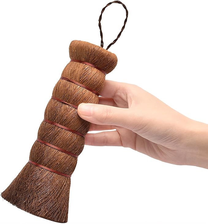 1 Pack Palm Dish Brush, Natural Palm Fiber Scrub Brush for Washing Dishes, Pots & Pans - Soft, Dense Bristles Non-Scratch, Hanging Loop for Easy Storage, Ideal for Kitchen Cleaning