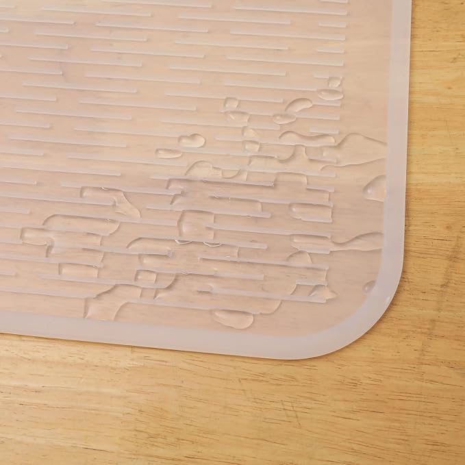 MicoYang Silicone Dish Drying Mat for Multiple Usage,Easy clean,Eco-friendly,Heat-resistant Silicone Mat for Kitchen Counter or Sink,Refrigerator or Drawer Liner Translucent 2XL 24 inches x 18 inches