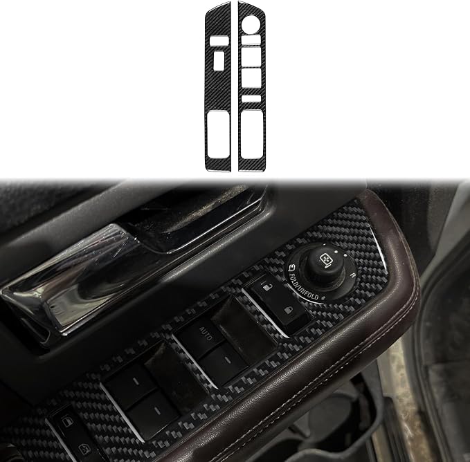 Carbon Fiber Front Door Stickers Fit for Ford Expedition 2007-2014 | for 2007 2008 2009 2010 2011 2012 2013 2014 | Trim Front Door Control | Accessories | Thick Overlay