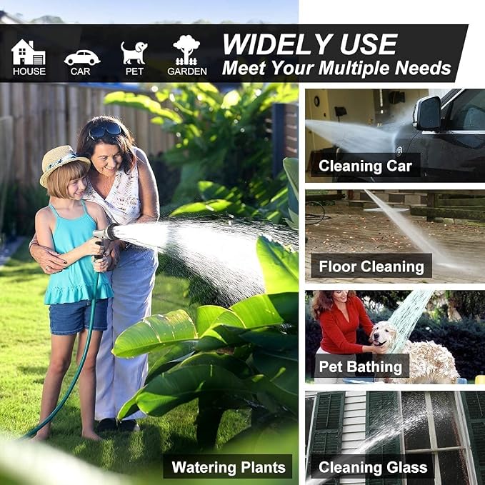 Garden Hose Nozzles,9 Spray Patterns Heavy Duty Metal Hose Sprayer Nozzle | Hose Nozzle Spray High Pressure Slip Resistant Water Sprayer for Plants & Lawns Watering,Car Washing and Pet Showering Gray