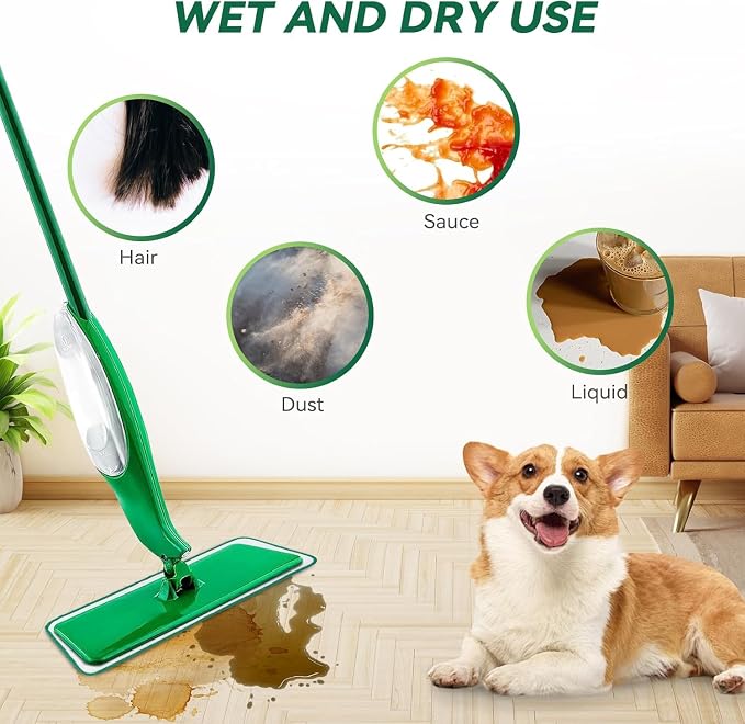 Mop Head Replacement for Libman Freedom Spray Mop - Washable Reusable Wet & Dry Cleaning - Microfiber Spray Mop Pads Refill for Multi-Surface Floor -12 Pack (Green）
