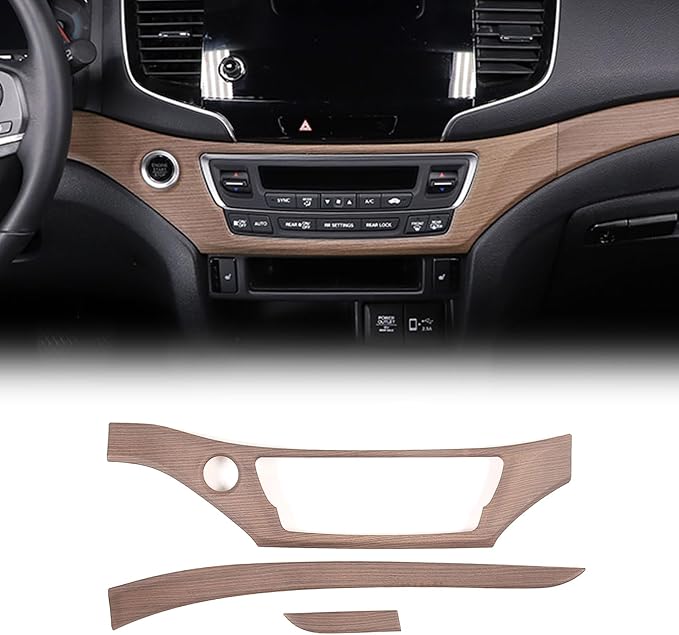 Center Console Dashboard Panel Strip Trim for Honda Pilot 2016-2022 Interior Decorative Cover Protector Accessories Anti Scratch ABS Material (Pear Wood Grain)