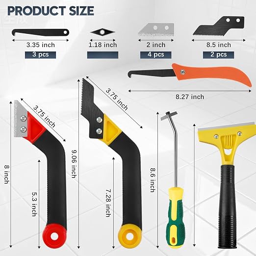 33 Pack Grout Removal Tool Kit, Tile & Caulk Remover Tools with Grout Saws, Scrapers & Blades - Ideal for Floor Tile Grout Cleaning, Bath & Shower
