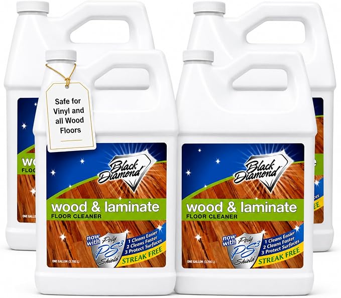 Black Diamond Stoneworks Wood & Laminate Floor Cleaner – No-Rinse Streak-Free Cleaner for Hardwood, Laminate, Engineered Wood & Luxury Vinyl Plank Floors (4 Gallons)