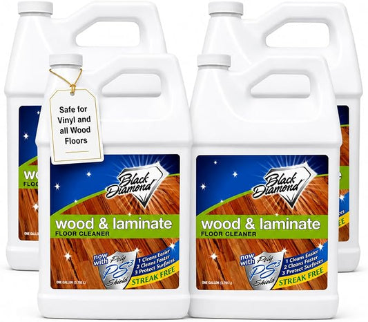 Black Diamond Stoneworks Wood & Laminate Floor Cleaner – No-Rinse Streak-Free Cleaner for Hardwood, Laminate, Engineered Wood & Luxury Vinyl Plank Floors (4 Gallons)