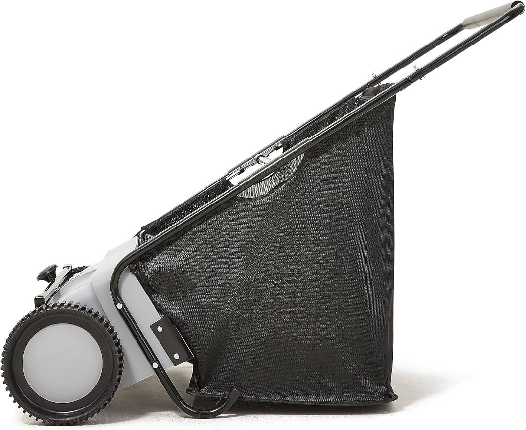 Dapper Supply 26-Inch Push Lawn Sweeper, Grass, Lawn and Leaf Cleanup Collector with Large 7 cu. ft. Hopper Bag, and Dual Spinning Brushes, Grey