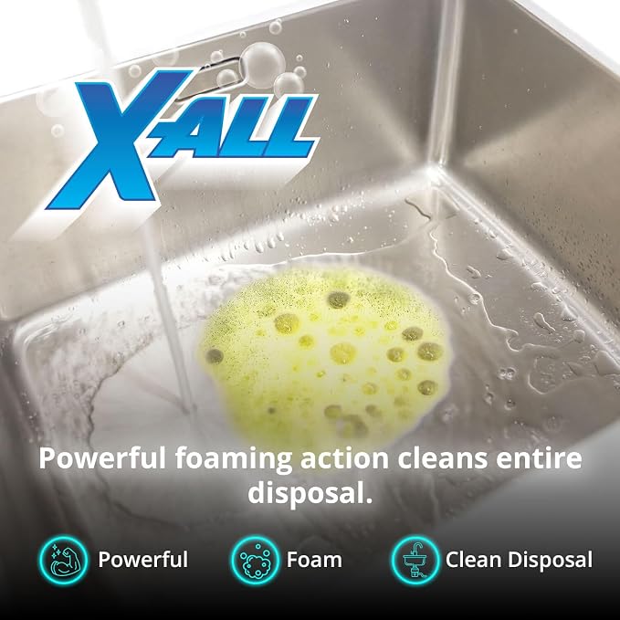 X-ALL Garbage Disposal Cleaner Deodorizer Tablets – 24 Pack, New Powerful Foaming Formula - Deep Cleaning and Odor-Eliminator with Lemon Scent - Natural Kitchen Cleaning Care