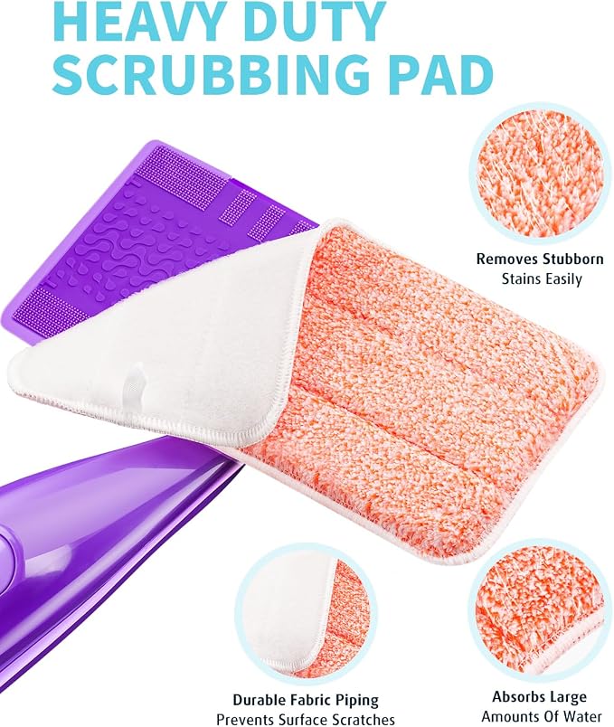 Power Scrubbing Reusable Mop Pads for Swiffer Wet Jet Mops (12 Pack), Wet Jet Refills, Washable Microfiber Mop Pads for Floor Cleaning Wet Dry Use