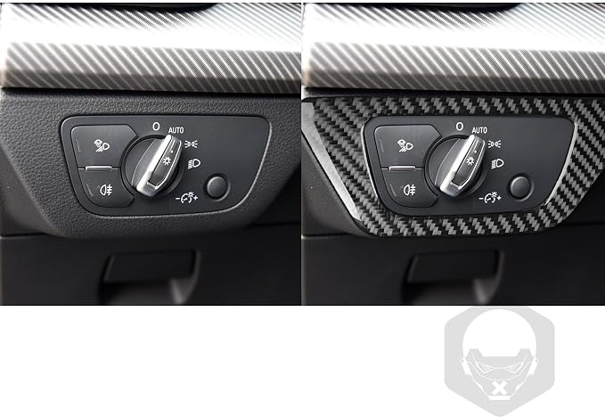 Real Carbon Fiber Trim for Audi 80A Q5 Accessories | for SQ5 2018-2025 Dash Headlight Switch Panel Frame Cover Sticker Interior Thick Overlay Decal