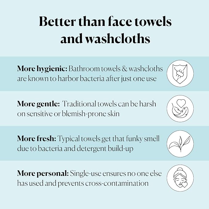 Sky Organics - Gentle Clean Face Towels (1-Pack) - 50 XL Single-Use Face Wipes - Ultra Soft & Dual Textured - Disposable Towel - Makeup Remover Wipes - Cruelty Free - Skin Care Tools - Self Care