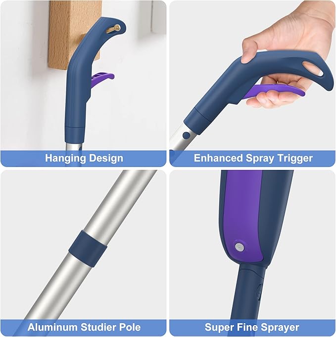Spray Mops for Hardwood Floors Cleaning: MEXERRIS Wet Mop with 2 Refillable Bottles - Floor Mop with 4 Washable Pads for Swiffer PowerMop - Home Commercial Dry Dust Mops for Laminate Tile Vinyl Wood