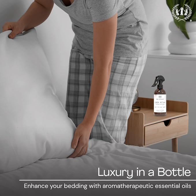 Muse Apothecary Linen Ritual - Aromatic, Soothing, and Relaxing Linen Mist, Laundry and Fabric Spray - Infused with Aromatherapy Essential Oils - 4 oz, Tonka Bean + Amber + Warm Cedarwood