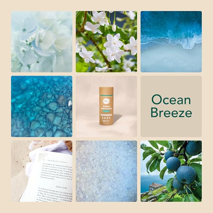 Kind Laundry Scent Booster Beads, Ocean Breeze, Non-Toxic In-Wash, 320g | 100% Plant-Based In-Wash Laundry Beads, Plastic-Free, Odor Eliminator & Deodorizer for Clothes