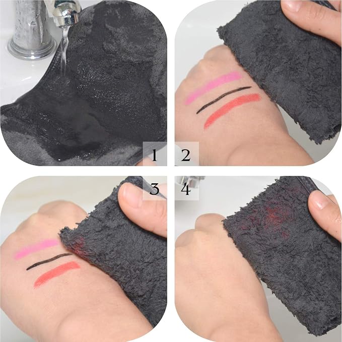 SINLAND Makeup Remover Cloth Reusable Microfiber Face Cloth for Washing Face Makeup Remover Towels Soft Face Washcloth with Mesh Bag 12 Pack 6" x 6"