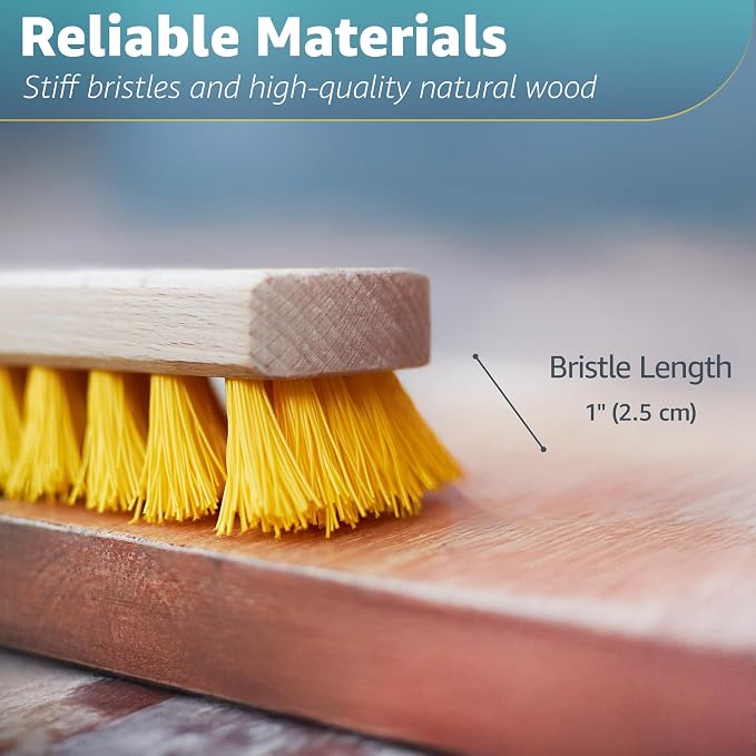 Deck Scrub Brush Head 11.81" - Deck Brush for Scrubbing Heavy Duty, Scrub Broom Head with Hard Nylon Bristles, Concrete Brush, Outdoor Stiff Bristle Brush for Cleaning Wooden Deck, Floor, Garage