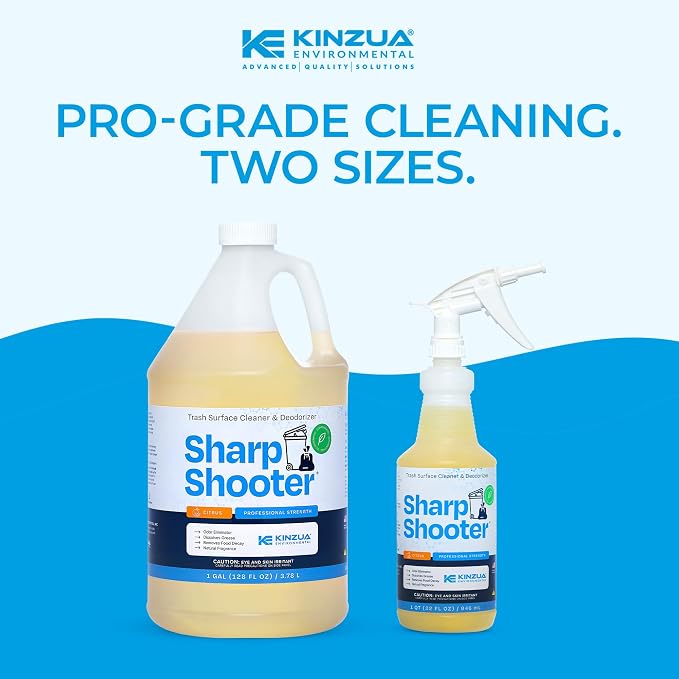Sharpshooter, Heavy-Duty Trash Can Odor Eliminator & Degreaser, Garbage Surface Cleaner and Deodorizer Foam, Professional-Grade, Fresh Citrus Scent, 1 Gallon