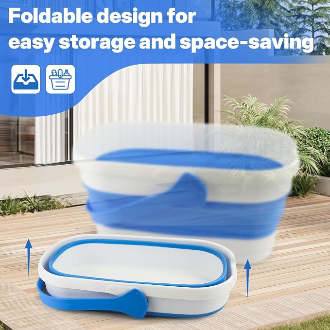 PIMEKOY Window Cleaning Kit with 3 Gal Collapsible Bucket for Home, Outdoor | 61" Long Handle Window Squeegee & Microfiber Scrubber, 3 Gal Bucket, High Window Washing Kit, Window Cleaner Tool for Glass