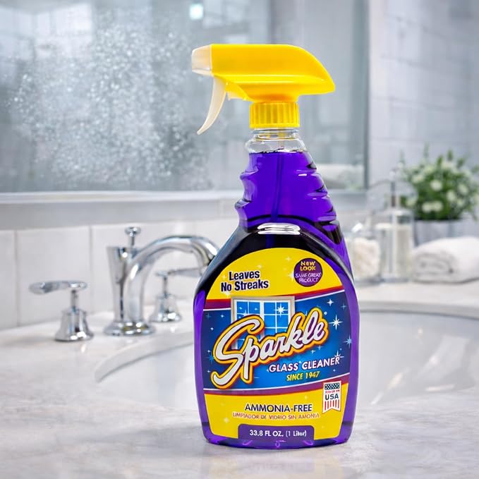 Sparkle Ammonia-Free Glass Cleaner Refill, Heavy Duty Streak-Free Window & Mirror Cleaner Spray, Original Formula, 2L Bottle (Pack of 1)