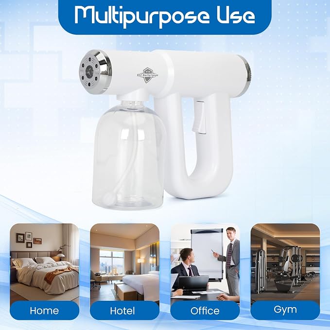Disinfectant fogger, K12 Blue Ray Disinfectant Fogger Machine, ULV Nano Sanitizer Gun, Cordless Rechargeable Handheld Sanitizing Sprayer, Electrostatic Portable Sprayerf for Home, Office or Travel