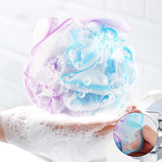 Chuya Bath Loofahs Sponges 80g XL Size,4 Pack Shower Sponge Exfoliating Cleaning Bath Loofa Body Scrubber Balls for Family Washing