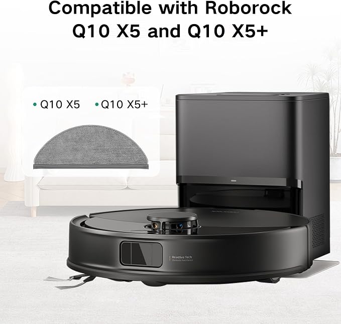 6 Pack Reusable Mop Pads for Roborock Q10 X5 / Q10 X5+ Robot Vacuum | Microfiber Washable Mop Cloth | Replacement Parts | Accessories Kit