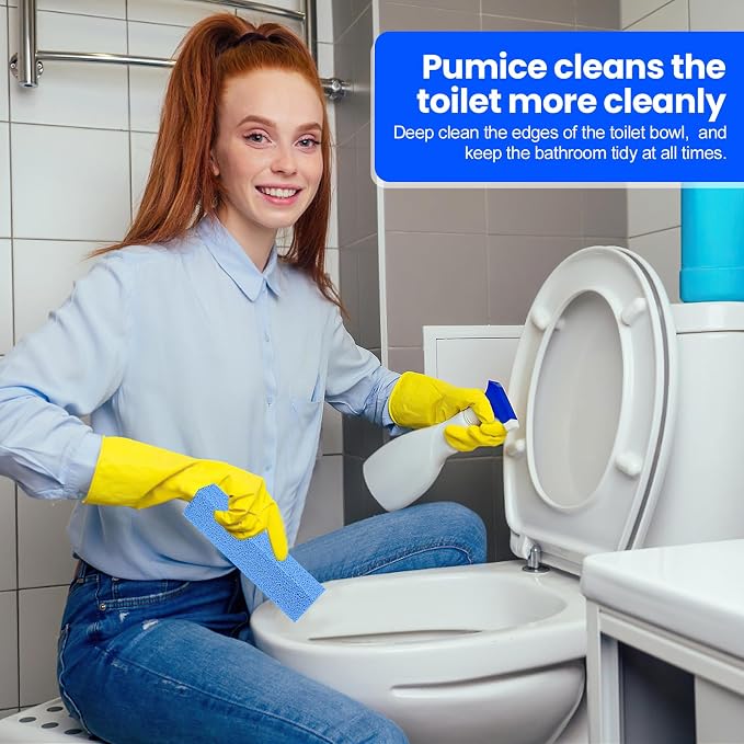 6 Pack Pumice Stone Toilet Bowl Cleaner, Pumice Stone for Cleaning Blue | Scouring Stick Removes Hard Water Ring & Rust Stain, Easy to Shape Powerfully Cleans Toilets, Ceramic, Grill, Tub, Pool, Sink