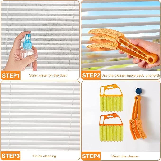 10 Pcs Venetian Window Blind Cleaner Duster Tool Set, Mini Blind Cleaner Duster Brush, Hand Held Air Conditioner Shutters Duster, Dirt Cleaner for Blind, Fan, Air Conditioner, Window Groove Gap (Blue)