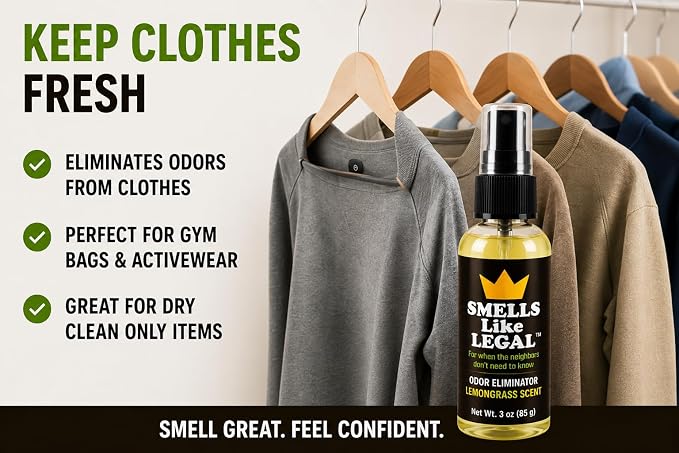 Lemongrass Scent 3 oz Travel Size Odor Eliminator Spray – Eliminates Smoke, Cannabis, Pet & Food Odors – Fabric Safe – Made in USA