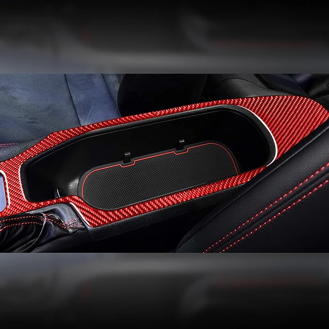 Car Decals Center Control Armrest Kit Panel Red Real Carbon Fiber Trim Stickers Compatible with Scion FR-S 2013 2014 2015 2016 / Toyota 86 2017 2018 2019 2020 Interior Accessories Type-A