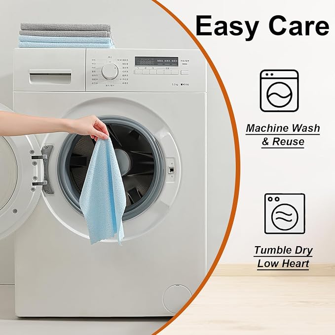 80 Pack Microfiber Cleaning Cloth Roll,Lint Free Rags & Tear Away Reusable Towels Washable Scratch,Ultra Absorbent Dish Rags(12" x 12") for Car Kitchen Home Garage-Blue