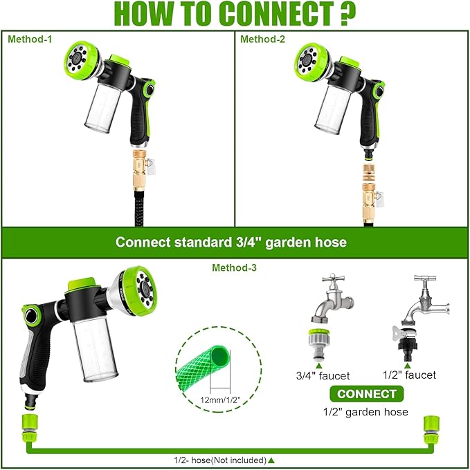 Upgraded Dog Wash Hose Attachment, 8-in-1 Sprayer Mode Garden Hose Nozzle | with Pet Grooming Glove, 100cc Soap Dispenser Bottle, Adopted in Watering Flowers, Car Wash, Dog and Horse Showering