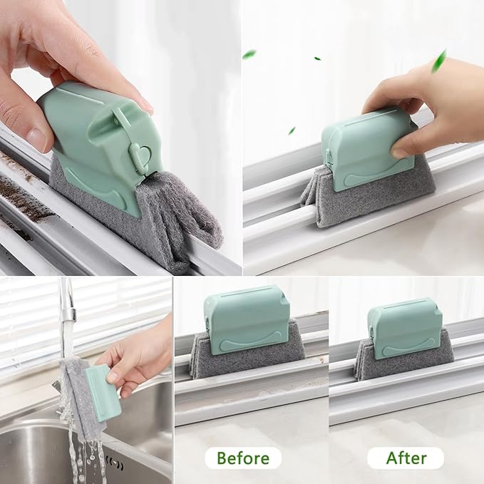 CRAFNEW 14Pcs Window Track Cleaning Tools, Groove Gap Cleaning Brush Kit | Crevice cleaner for window tracks, sliding doors, tile grout, AC vents, keyboards, window sills, shower tracks, car air vents