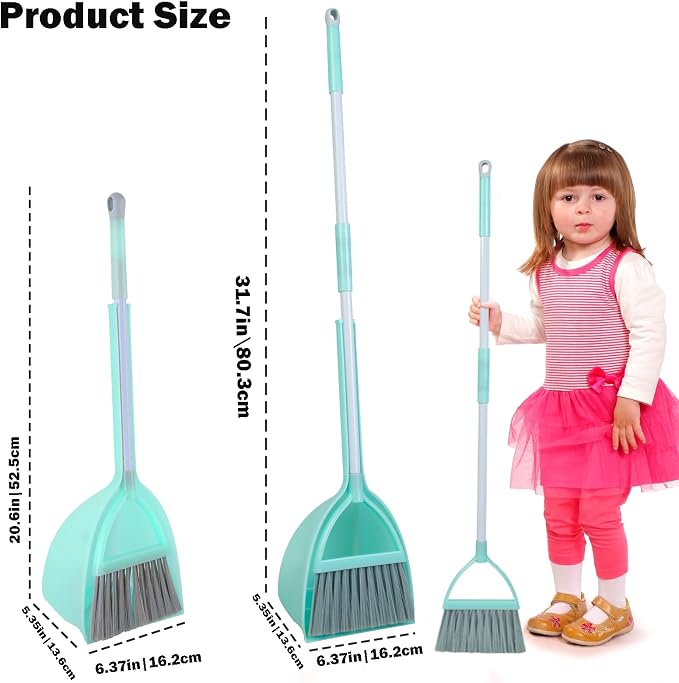 Mini Broom with Dustpan-Small Housekeeping Cleaning Sweep for Kitchen Bathroom Pet Nest Boat(3set,Blue+Orange+Yellow)