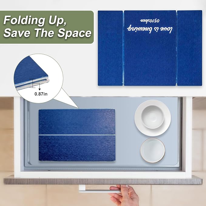Dish Drying Mat Large Stone Dish Drying Mat For Kitchen Counter Collapsible Quick-Drying Sleek Diatomaceous Versatile Stone Drying Mats For Cups Dishes Bottles Marble (royalblue, 16"×19")