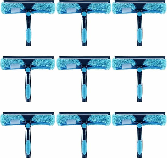 9pcs 11" Window Squeegee & Microfiber Scrubber 2-in-1 Cleaning Tool | Attachment Only