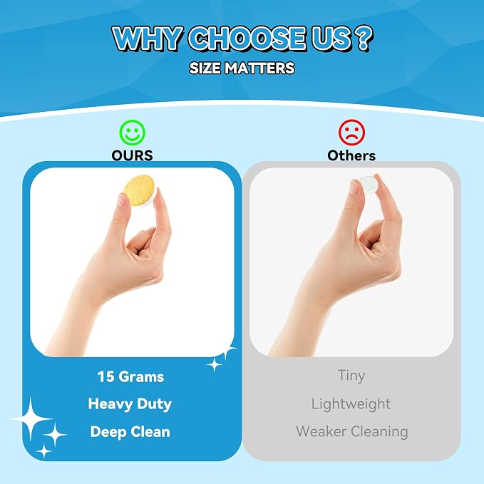 Garbage Disposal Cleaner Deodorizer Tablets 24 Pack Dishwasher cleaning supplies Washing Machine Fresher Sink Drain Kitchen Drain Cleaning Care Odor Disposer With Foaming Action