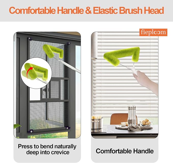 Window Screen Cleaning Brush with 62in Extension Pole | Innovative Fibre Mesh Screen Cleaner for Window Mesh, Patio Screens, Screen Doors, Pool Cage & Fence - Dry or Wet Use