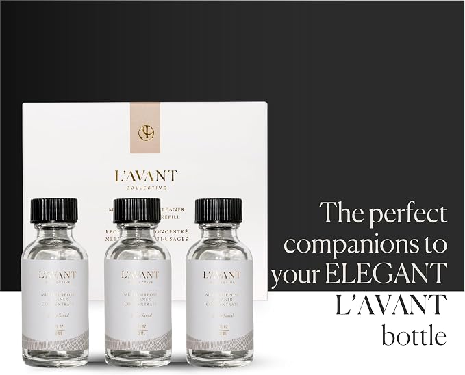L'AVANT Collective Luxury Multipurpose Surface Cleaner Concentrate | All Purpose Cleaning Spray Refill, Plant-Based & Non-Toxic | Makes 48 Fl Oz, EPA Safer Choice | 3 Fl Oz | Ambre Santal