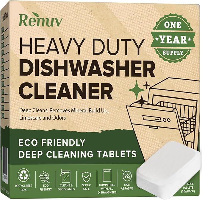 Renuv® Dishwasher Cleaner + Washing Machine Cleaner Bundle | Heavy Duty Appliance Deep Cleaning, Descaling, Deodorizing