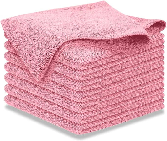 USANOOKS Microfiber Cleaning Cloth Light Pink - 8 Pcs 12.5"x12.5" - High Performance - 1200 Washes, Ultra Absorbent Towels Weave Grime & Liquid for Streak-Free Mirror Shine - Car Washing Cloth