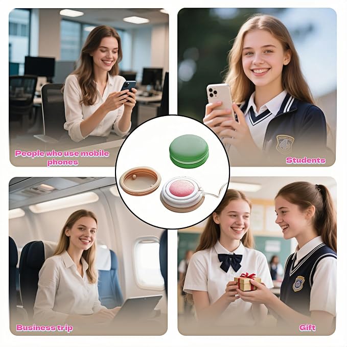 【2 Pack】 Phone Screen Cleaner Dust Plug, Portable Keychain Screen Cleaner for Glasses, Phone, Tablet, Lens - Reusable, Washable, Cute Design with Wrist Strap (Pink/Green) (Pink+Green)