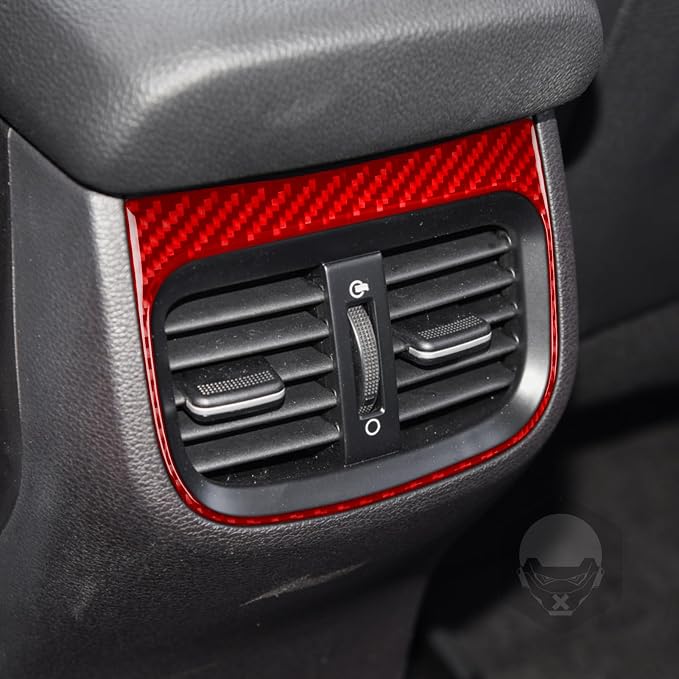 Red Real Carbon Fiber Trim for KIA Forte K3 Accessories | for 2019 2020 2021 2022 2023 2024 Rear Seat A/C Air Outlet Wind Vent Panel Sticker Interior Thick Overlay Decal