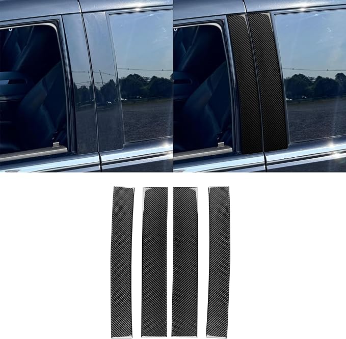 Fit for Cadillac Escalade ESV 2007-2014 / EXT Hybrid 2009-2013 | Real Soft Carbon Fiber | B-Pillar Cover Door Window | Stickers | Self-adhesive