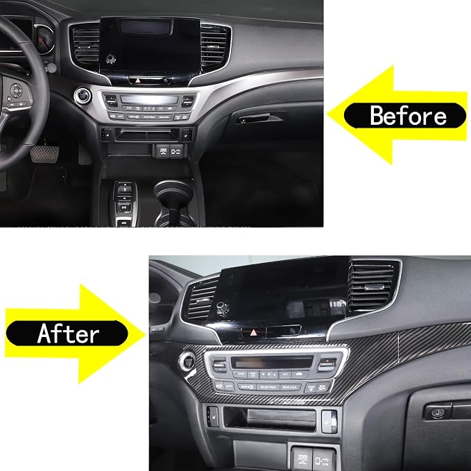 Center Console Dashboard Panel Strip Trim for Honda Pilot 2016-2022 Interior Decorative Cover Protector Accessories Anti Scratch ABS Material (Carbon Fiber Pattern)