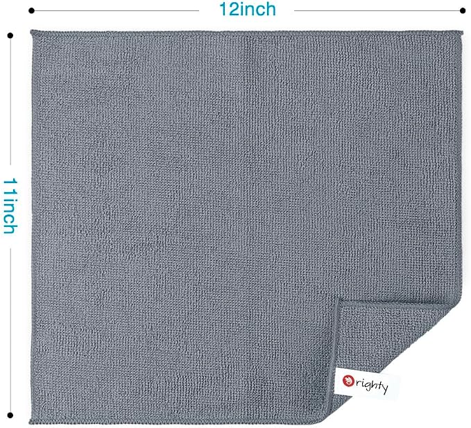 Orighty Microfiber Cleaning Cloth, Cleaning Rags, 24 Pack, 12x11 in, Grey | Microfiber Towels for Cars, Soft Highly Absorbent Rag, Lint Free Cloths for Car Care, House, Kitchen