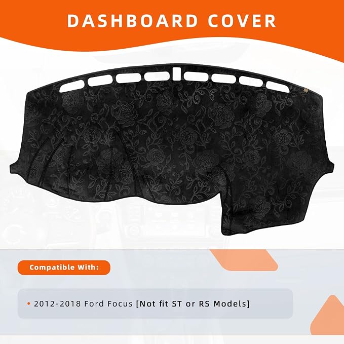 Dashboard Cover Dash Mat Fit for 2018-2012 Fo-rd Focus (Not Fit ST or RS Models),Car Dash Board Mat Anti-Glare Carpet,Non-Slip Pad Sunshield Protector (Flannel)