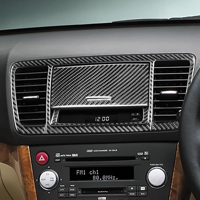 JKYUKU Real Carbon Fiber for Subaru Accessories Center Console Navigator | for Legacy/Outback 2005-2009, Black Center Console Navigator Trim Panel Air Vent Frame Sticker, Premium Sporty Look