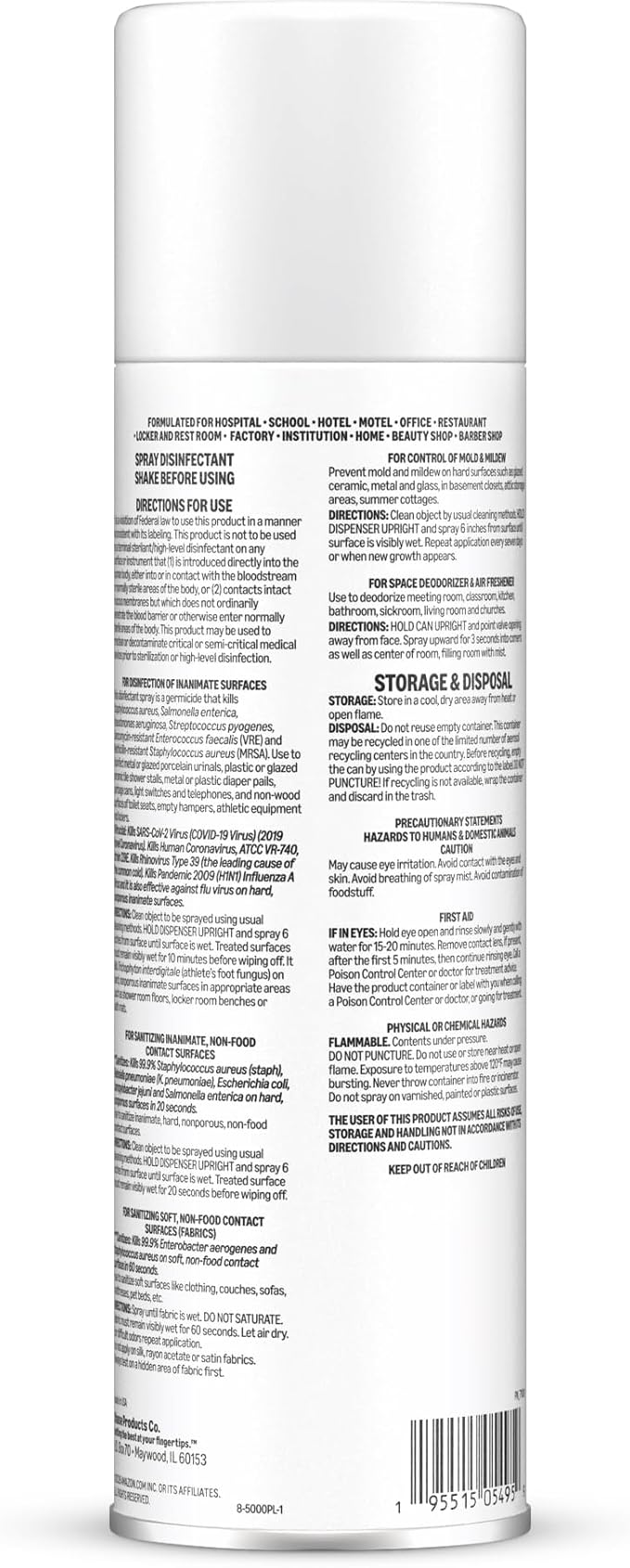 Amazon Basics Disinfectant Spray, Fresh Linen Scent, Kills 99.9% of Bacteria, 19 Oz, Pack of 6